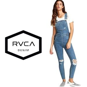 RVCA Foss Skinny Denim Overalls Size 27